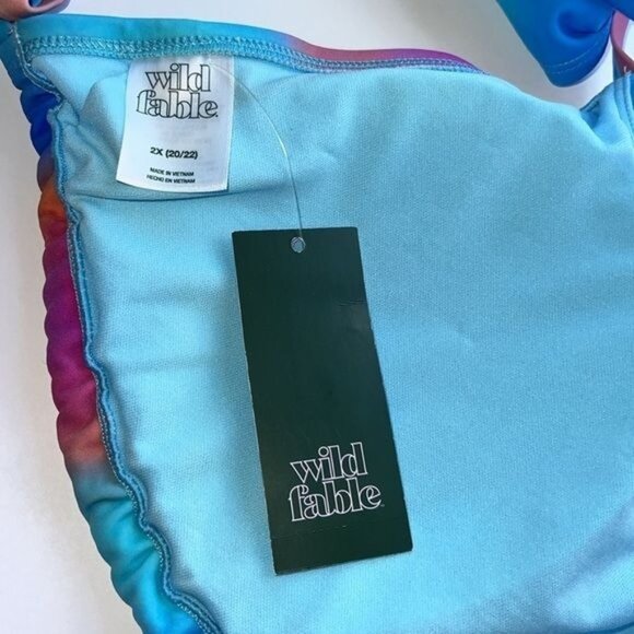 Wild Fable Womens Tie-Dye Bikini Set 2X Blue/Pink Removable Pads - Picture 6 of 14